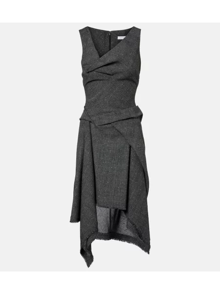 Rochie midi Mcqueen de lână până la genunchi de costum gri