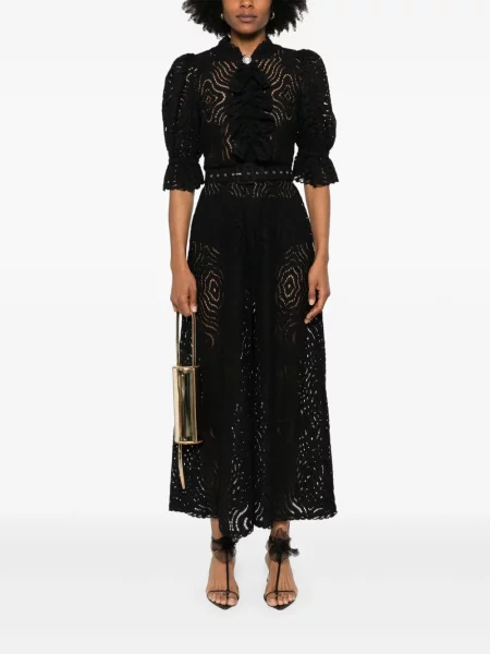 Rochie maxi Moos Studio din dantelă de costum negru