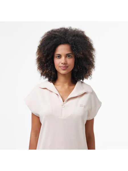 Lacoste Bluza Z Krótkim Rękawem Half Zip Jasnoróżowa różowy