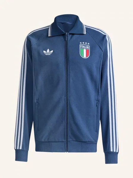 Adidas Tréninková Bunda Figc Itálie černošedá / červená bílá