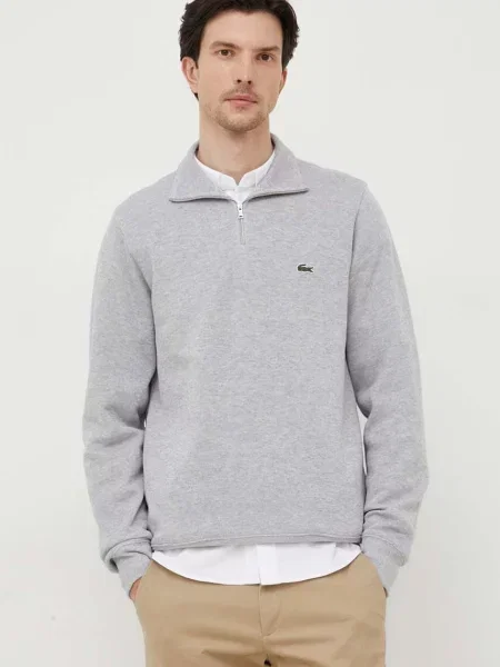 Lacoste sweter szary z półgolfem