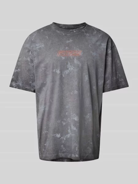 T-shirt z nadrukiem z logo model ‘MUSCARI’ Guess Activewear czarna
