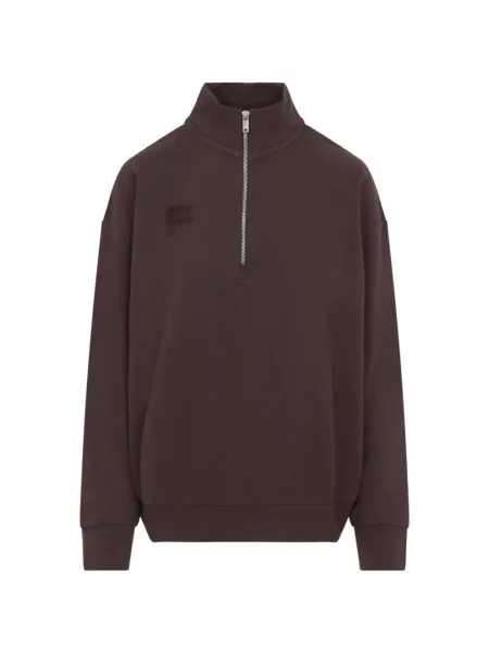 Hanorac Pangaia de jumătate de fermoar maro