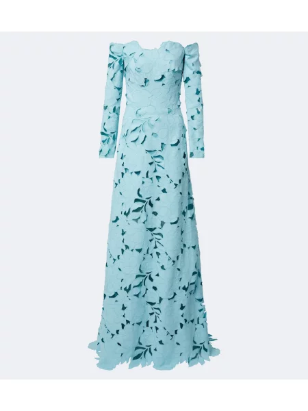 Rochie Costarellos cu model floral din dantelă albastru