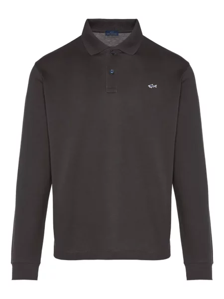 Lung tricou polo Paul & Shark cu autograf maro