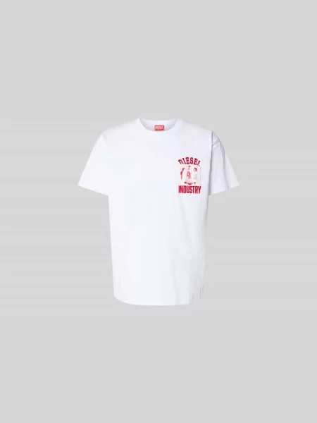 T-shirt o kroju regular fit z czystej bawełny Diesel biała