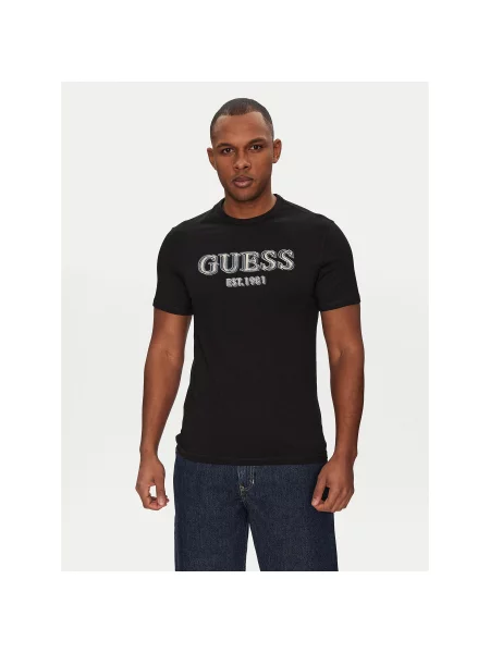 Guess Marškinėliai Classic Fit juoda