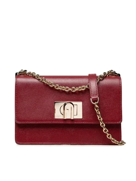 Кожена чанта Furla бордо