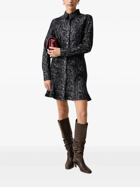 Rochie mini Trussardi cu imagine cu model piele de șarpe negru