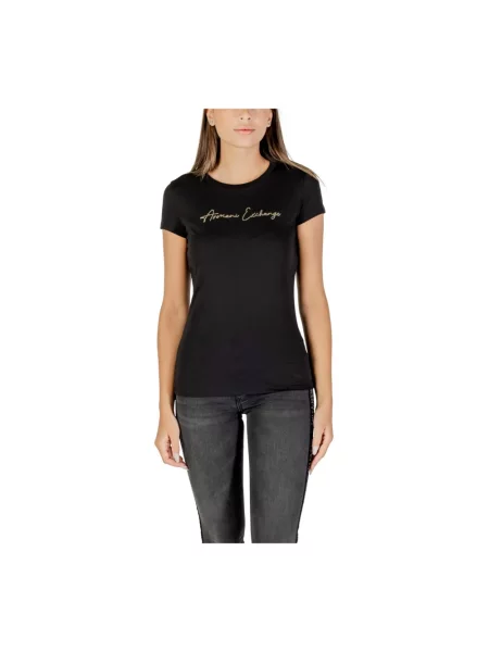 Koszulka Armani Exchange z kamieniami czarna