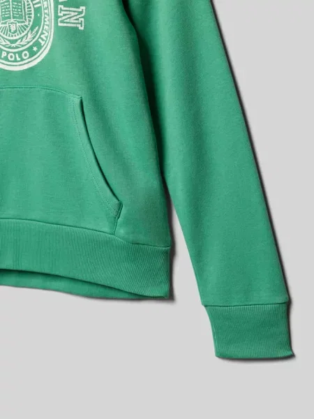 Bluza z kapturem z nadrukiem z logo Polo Ralph Lauren Teens zielona