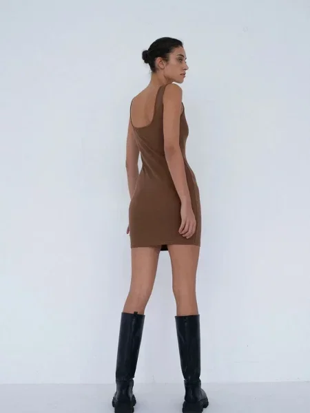 Muuv rochie bodycon cu vâscoză CIEO maro