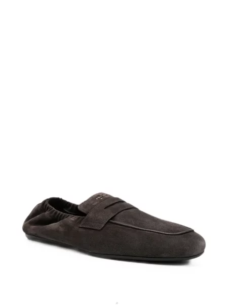 Pantofi loafer Prada din piele de căprioară maro