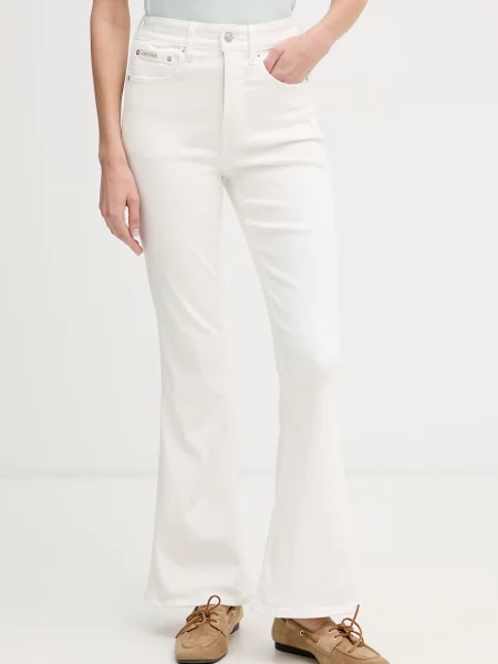 Calvin Klein Jeans blugi flared pentru femei alb