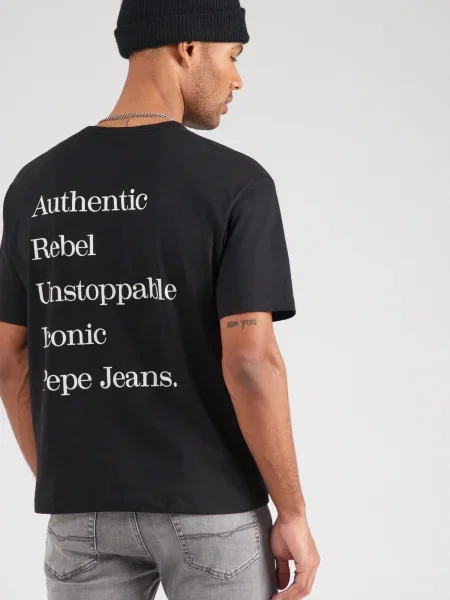 Pepe Jeans Majica GARRET črna bela
