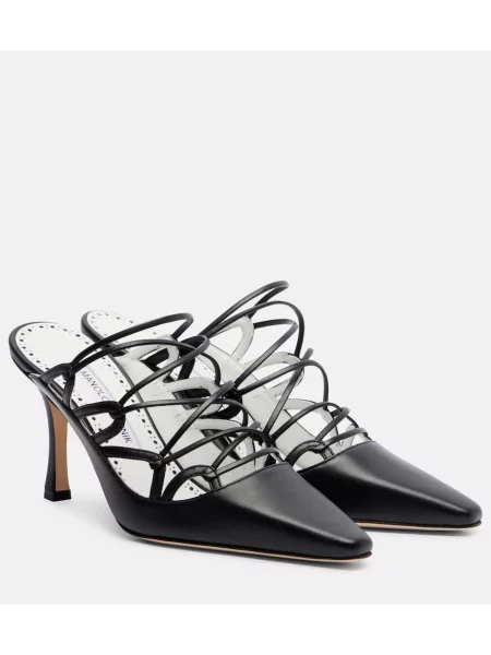 Papuci tip mules Manolo Blahnik din piele negru