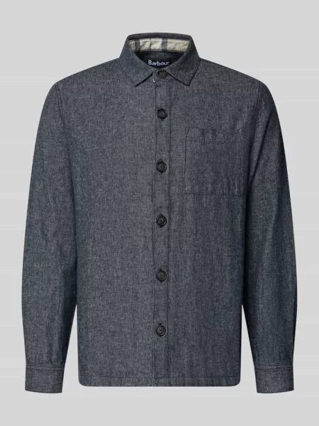 Kurtka koszulowa o kroju regular fit z mieszanki lnu i bawełny Model STILLWATER' Barbour granatowa