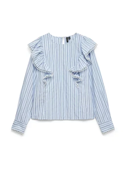 VERO MODA Blúz VMFANNI világoskék / sötétkék fehér
