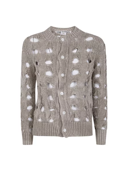 Kardigan Comme Des Garcons z okrągłym dekoltem beżowy