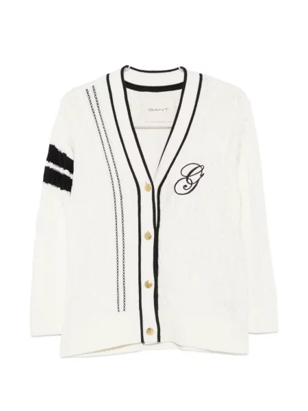 Cardigan Gant cu broderie tricotate alb