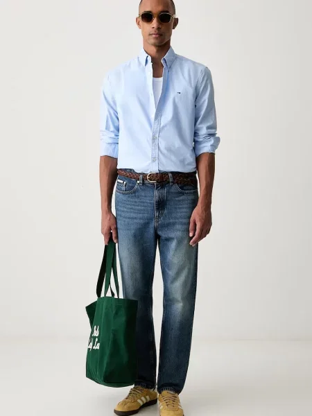 Tommy Jeans Cămașă oxford albastru