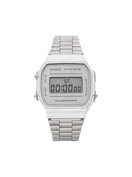Lniany zegarek Casio retro szary