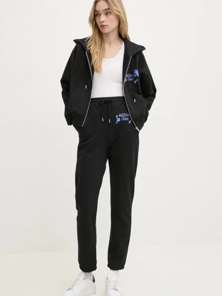 Свитер Moschino Jeans с капюшоном с принтом черный