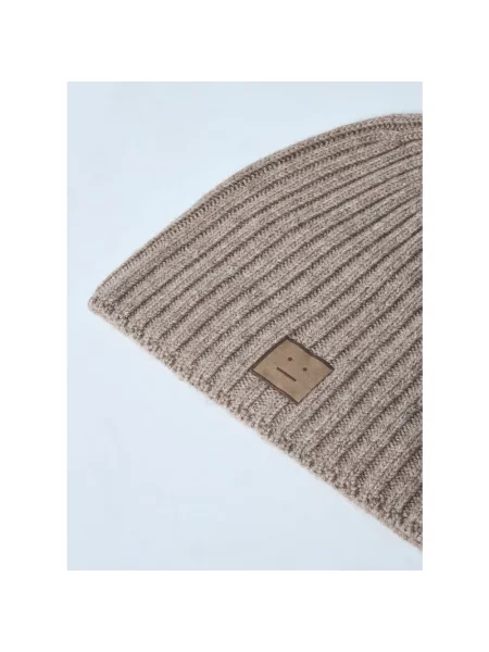 Czapka Acne Studios wełniana z logo beżowa