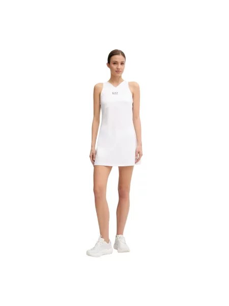 Emporio Armani sukienka sportowa mini rozkloszowana biały