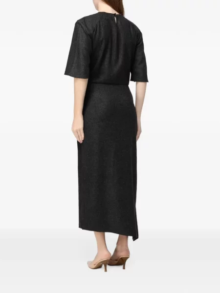 Rochie maxi Crida asimetrică gri