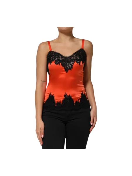 Jedwabny top Dolce And Gabbana czarny