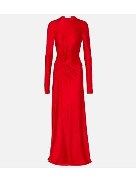 Rochie maxi Victoria Beckham din jerseu de costum roșu