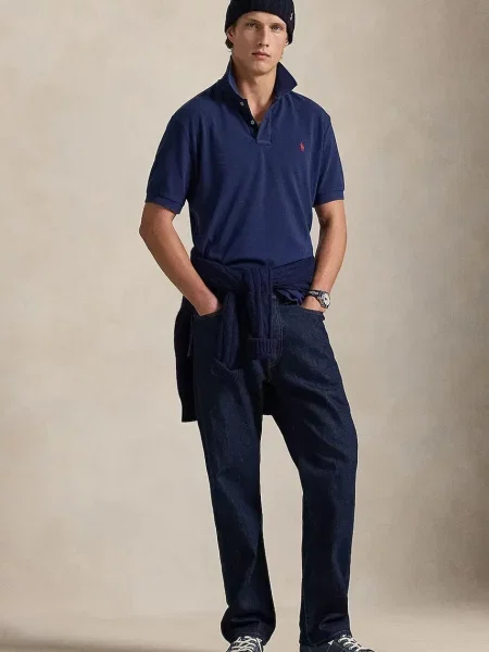 Однотонное поло Polo Ralph Lauren синее