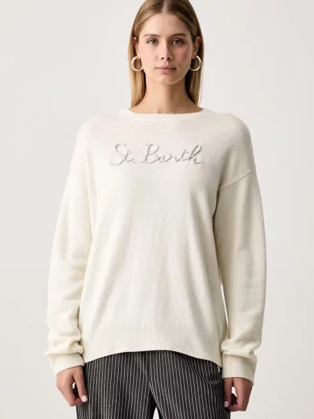 Saint Barth pulover pentru femei cu lână bej