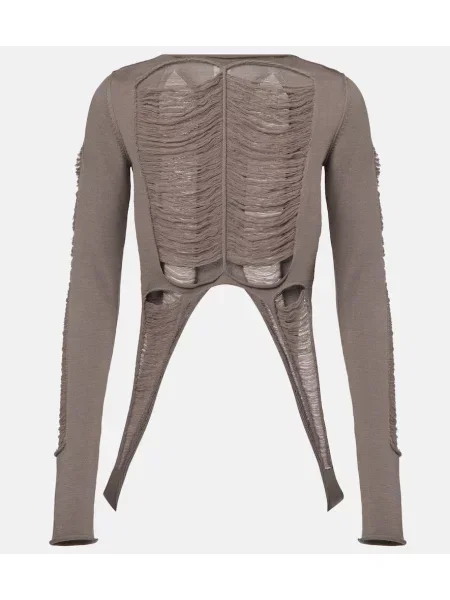 Pulover Rick Owens de lână zdrențuiți negru