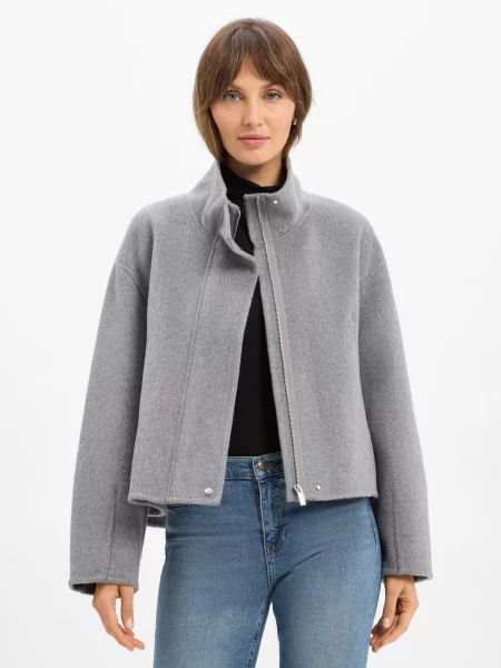 Kurtka wełniana o kroju relaxed fit z dodatkiem kaszmiru model ‘VARAH PURE’ Someday szara