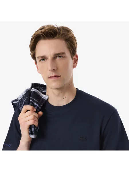 Lacoste T-Shirt Z Haftowanym Symbolem niebieski