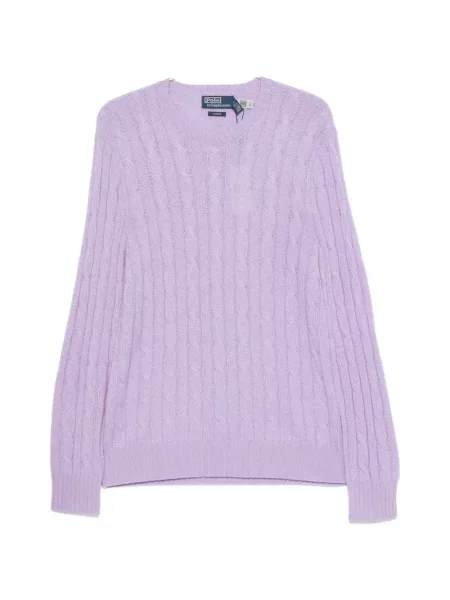 Scurt pulover Polo Ralph Lauren din piele de căprioară albastru