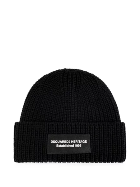 Căciulă Dsquared2 tricotate cu autograf negru