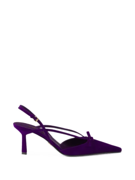 Pantofi cu toc Prada din piele de căprioară slingback violet