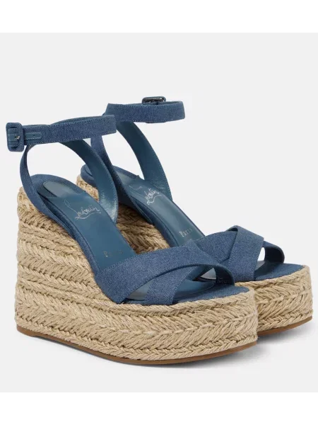 Sandale Christian Louboutin din canvas albastru