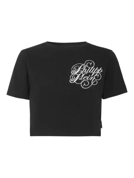 Haftowana krótka koszulka Philipp Plein czarna