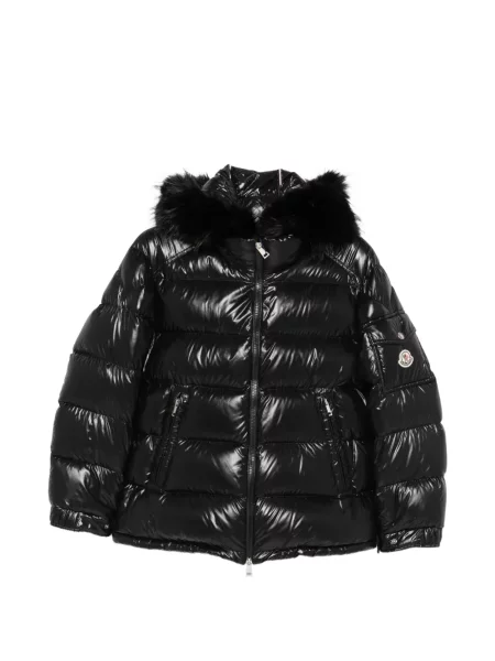 Matlasat geacă Moncler cu blană negru