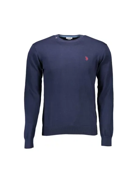 Sweter U.s Polo Assn. z okrągłym dekoltem niebieski
