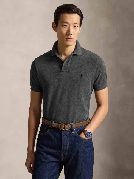 Tricou polo Polo Ralph Lauren gri
