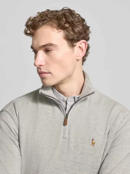 Bluza z kołnierzem o kroju regular fit z czystej bawełny Polo Ralph Lauren szara