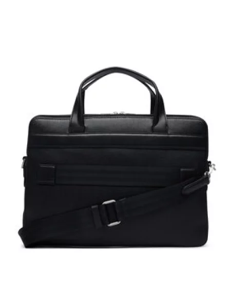 Kožená business taška na notebook Tommy Hilfiger černá
