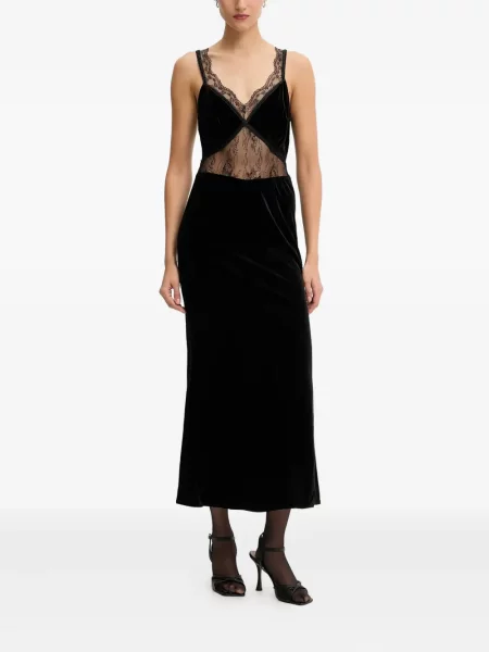 Rochie midi Never Fully Dressed din dantelă negru
