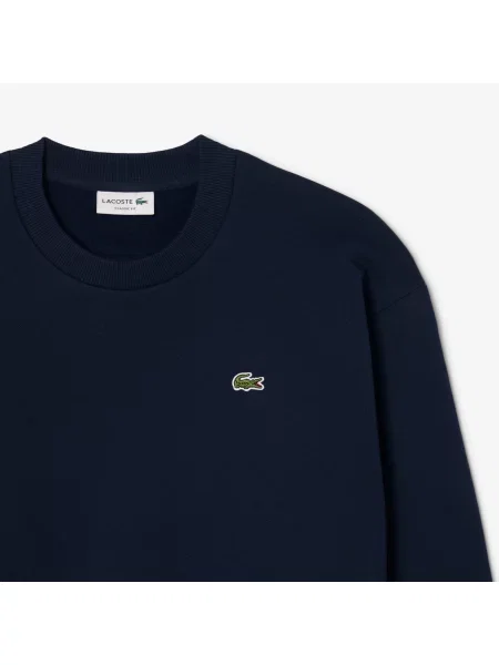 Lacoste Bluza Z Bawełnianej Dresówki granatowa