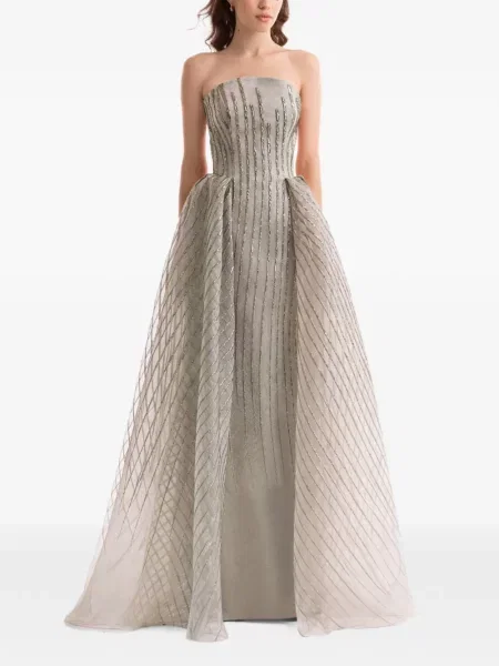 Rochie Gemy Maalouf din organza fără bretele verde